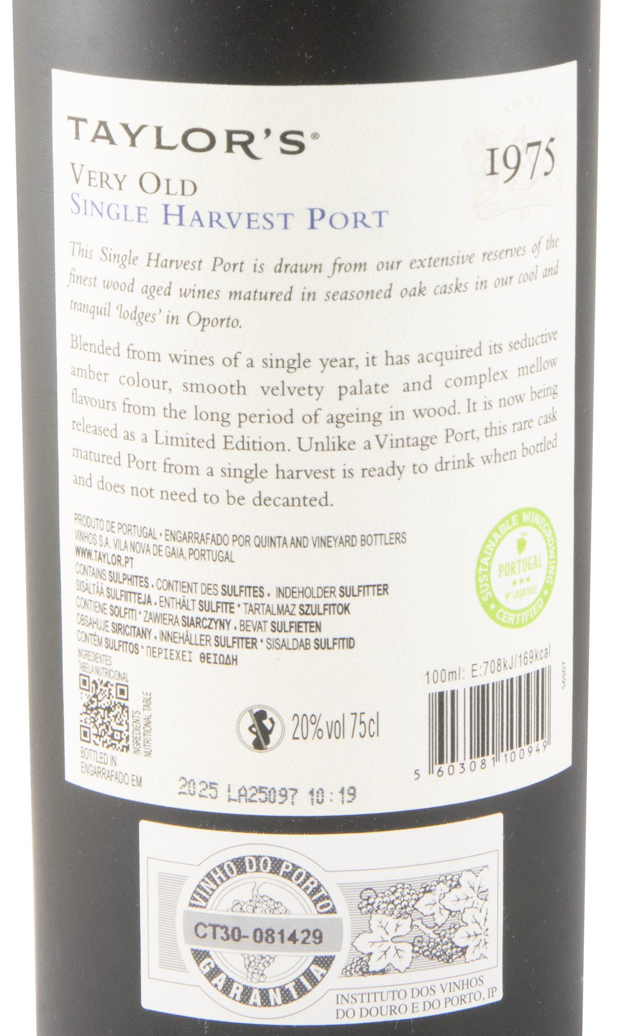 1975 Taylor's Single Harvest Porto