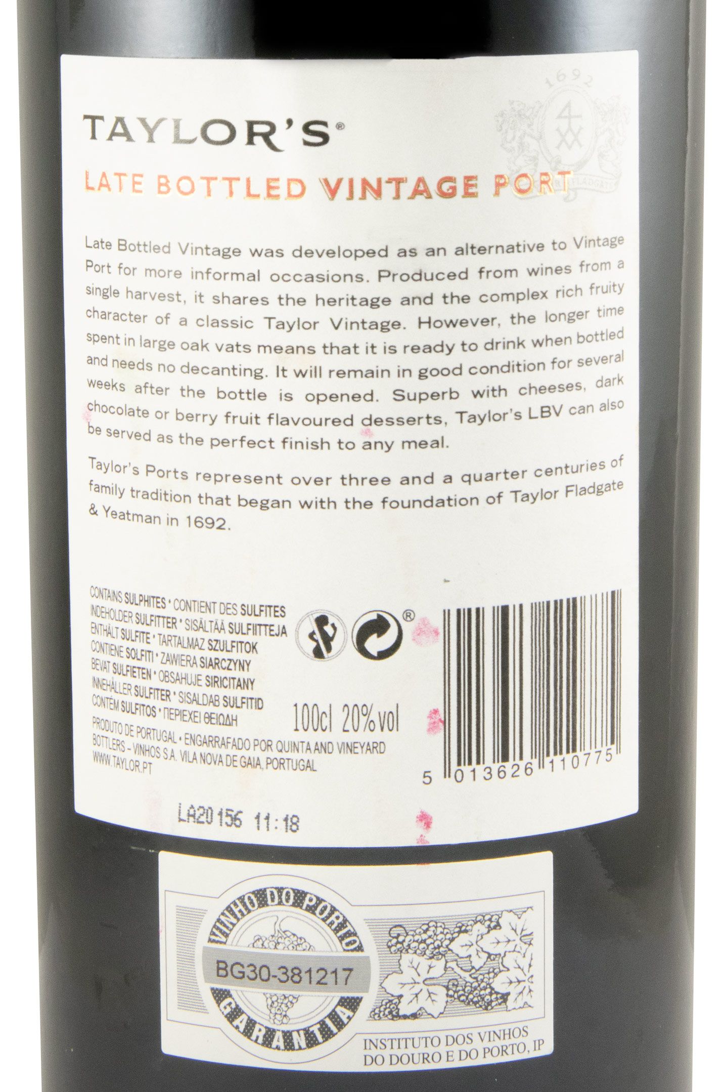 2015 Taylor's LBV Port 1L