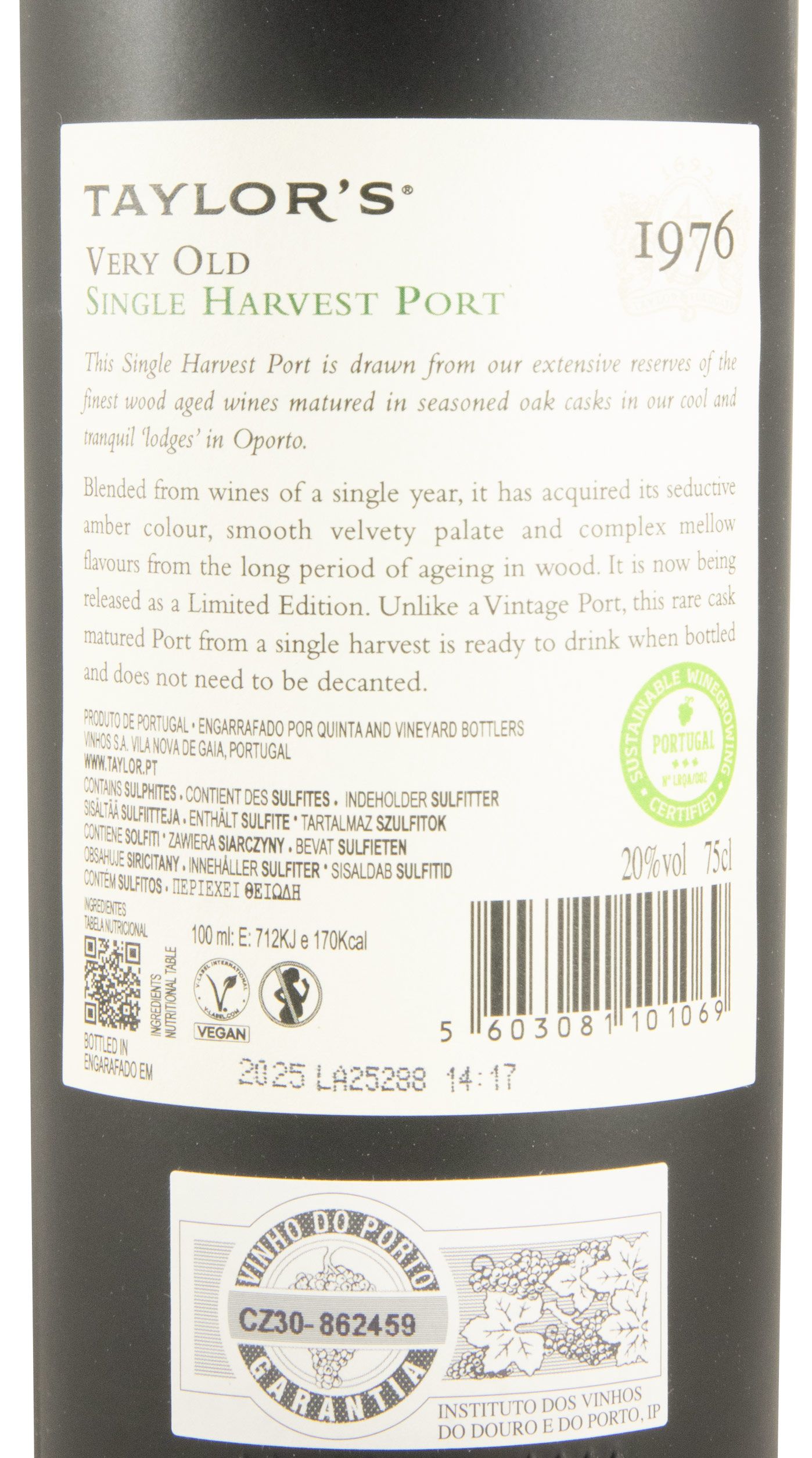 1976 Taylor's Single Harvest Porto