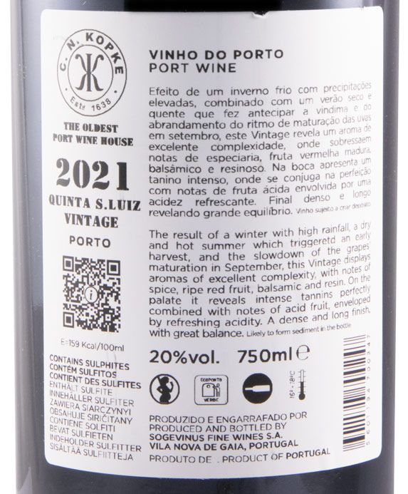 2021 Kopke Quinta de São Luiz Vintage Porto