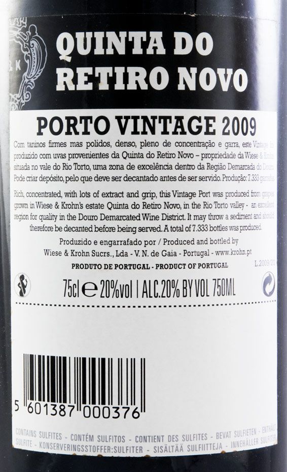 2009 Krohn Quinta do Retiro Novo Vintage Porto