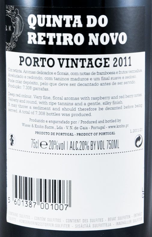 2011 Krohn Quinta do Retiro Novo Vintage Porto