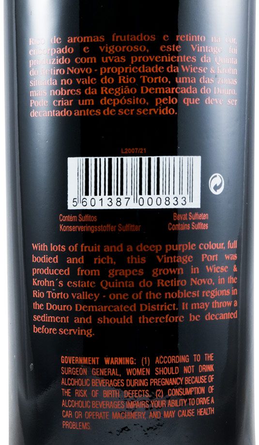 2007 Krohn Vintage Quinta do Retiro Novo Port