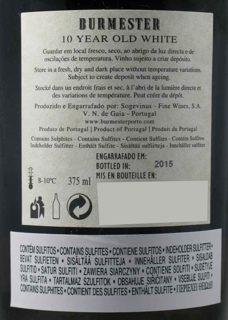 Burmester White 10 years Port 37.5cl