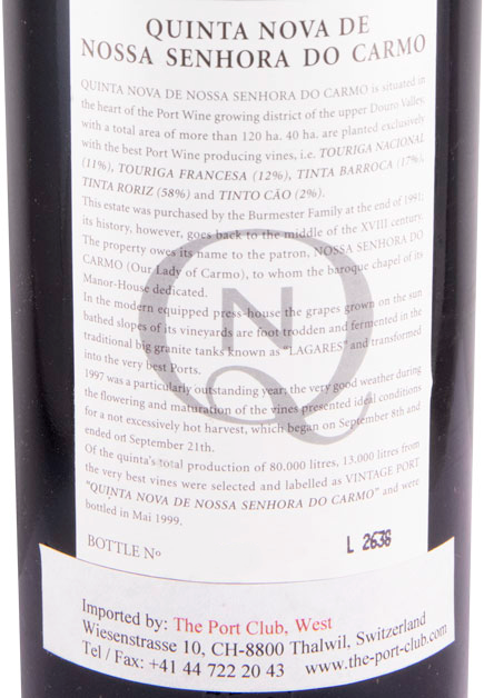 1997 Burmester Quinta Nova Vintage Porto