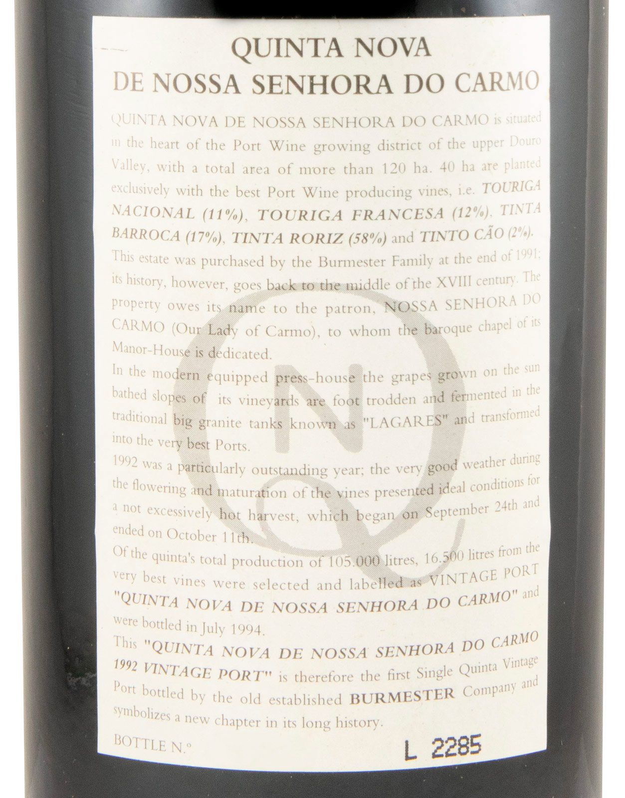 1992 Burmester Quinta Nova Vintage Port