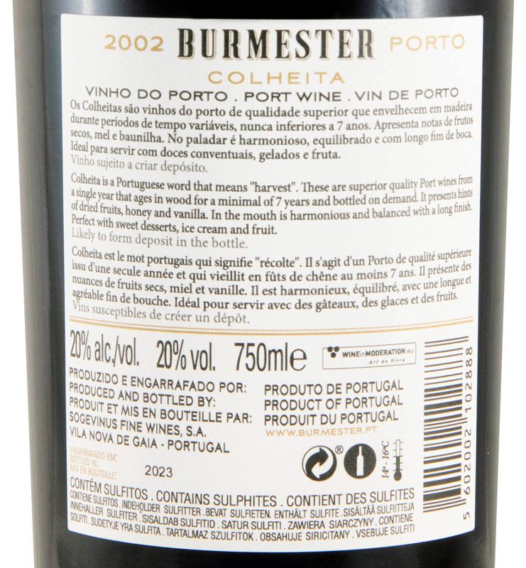 2002 Burmester Colheita Port
