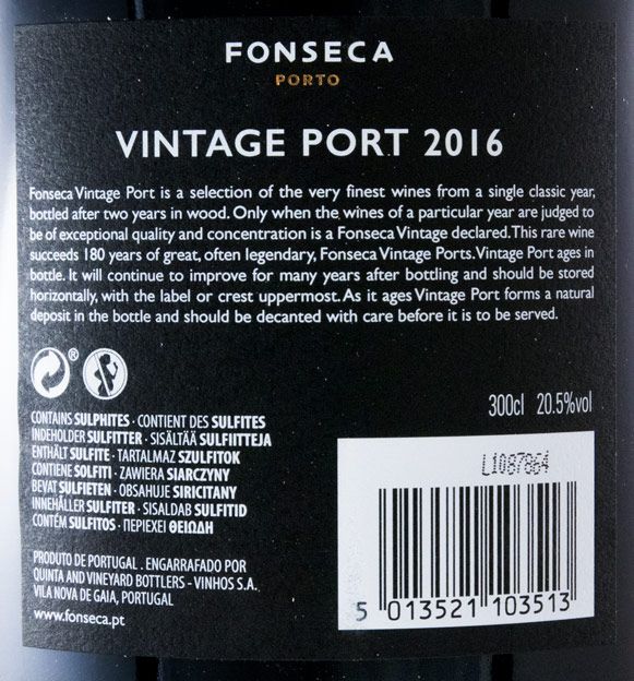 2016 Fonseca Vintage Port 3L