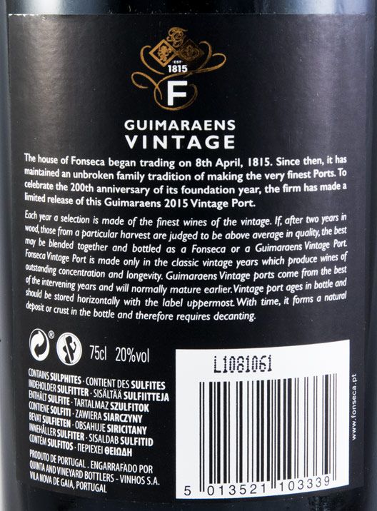 2015 Fonseca Guimaraens Vintage Port