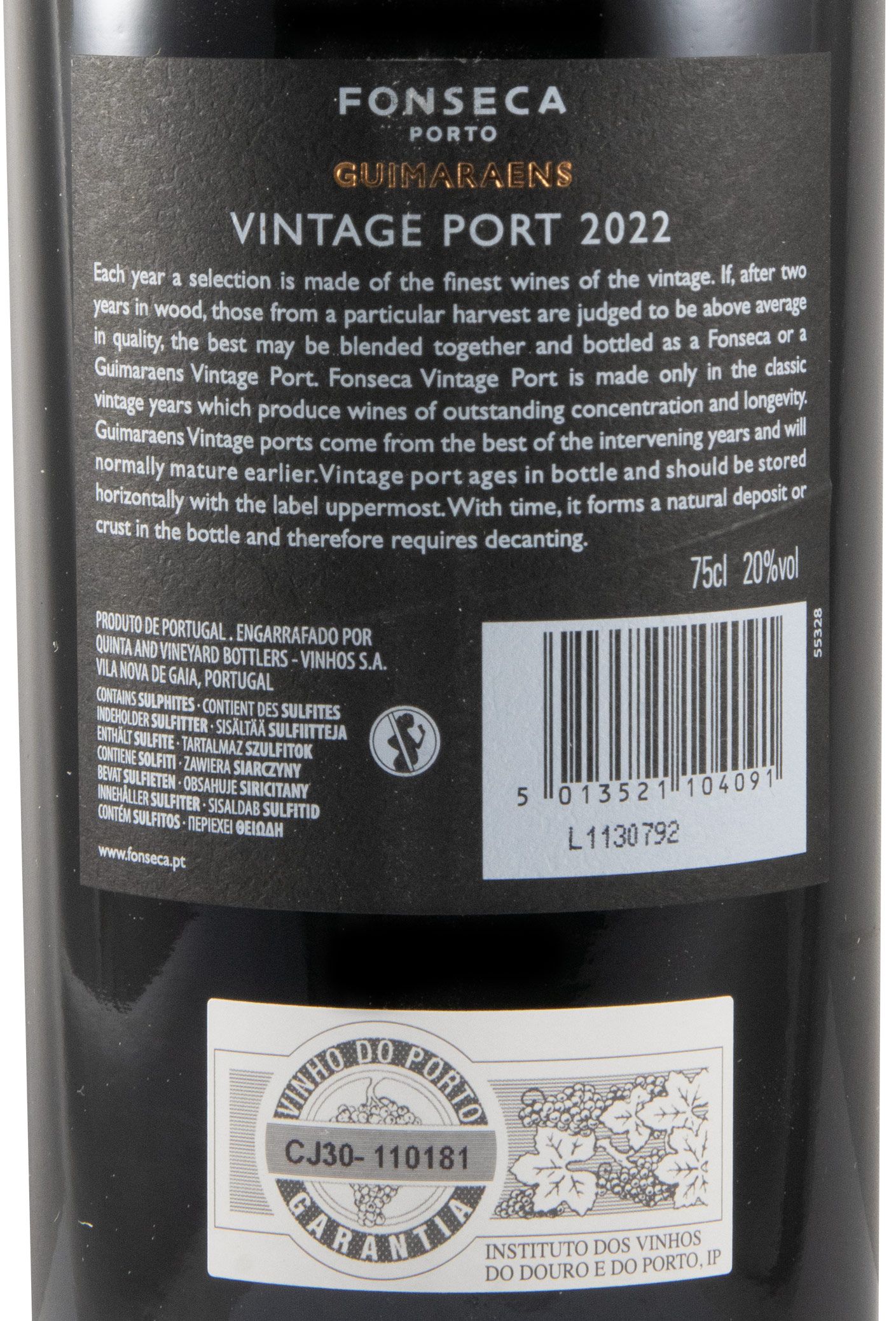 2022 Fonseca Guimaraens Vintage Porto (caixa de madeira)