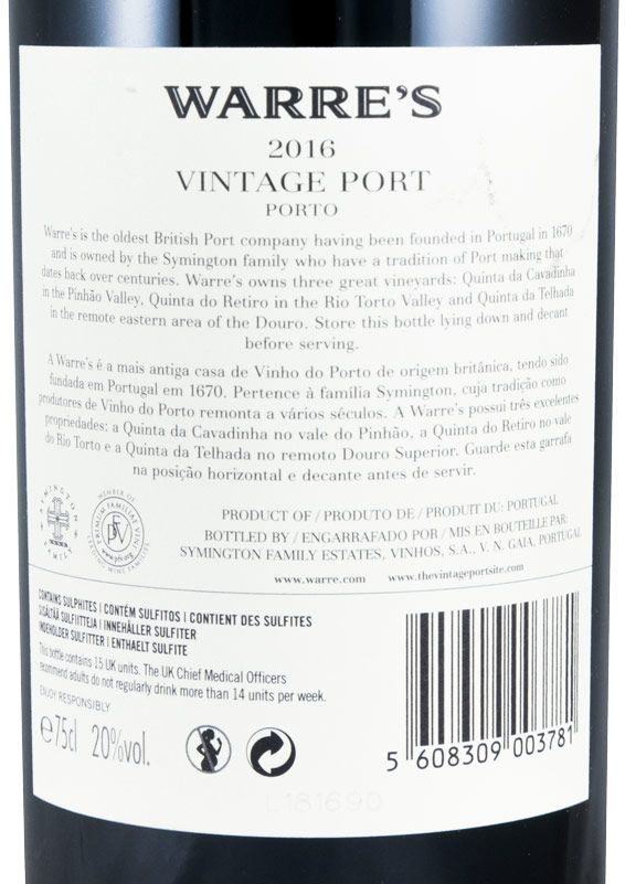 2016 Warre's Vintage Porto