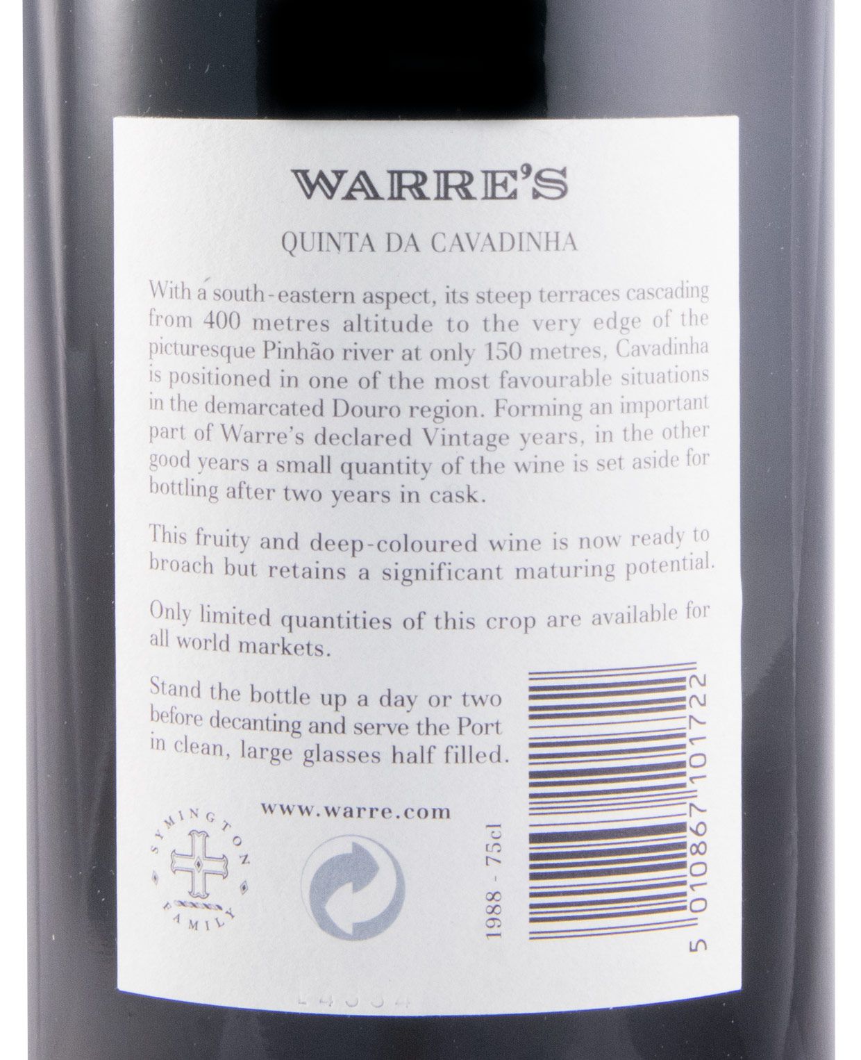 1988 Warre's Quinta da Cavadinha Vintage Porto