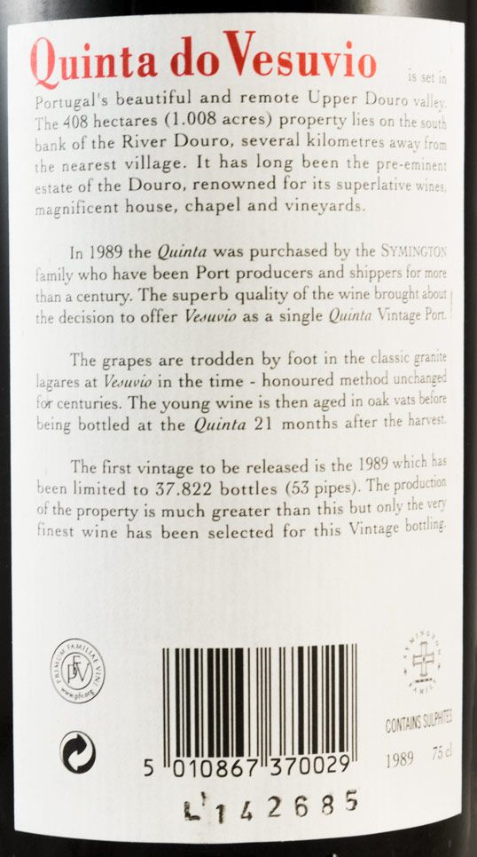 1989 Quinta do Vesuvio Vintage Porto