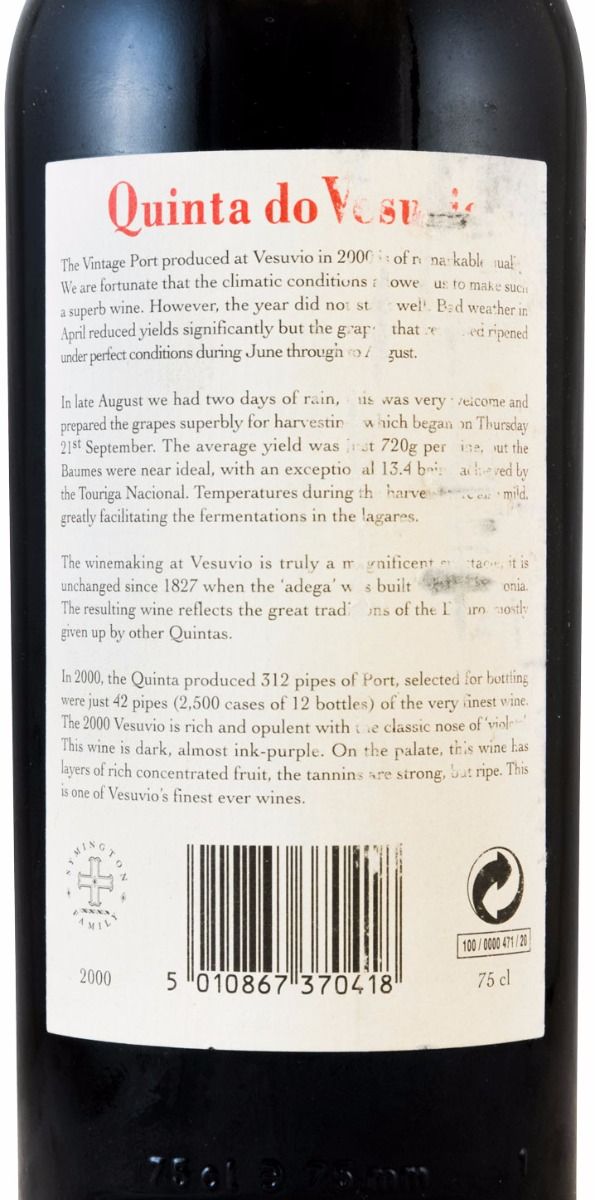 2000 Quinta do Vesuvio Vintage Port (damaged label)