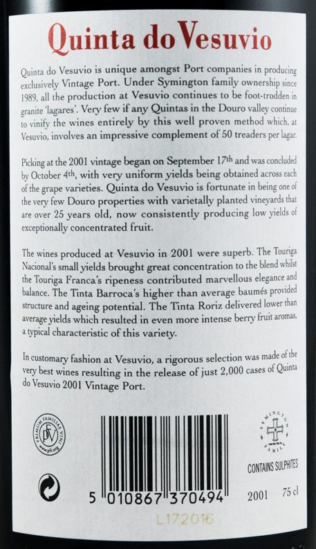 2001 Quinta do Vesuvio Vintage Porto
