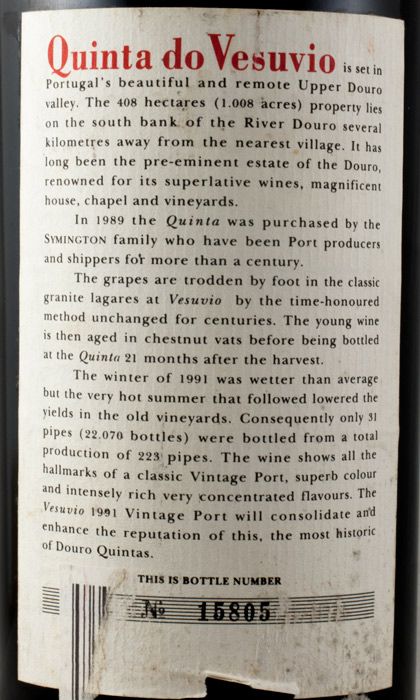 1991 Quinta do Vesuvio Vintage Porto