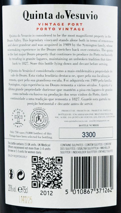 2012 Quinta do Vesuvio Vintage Porto
