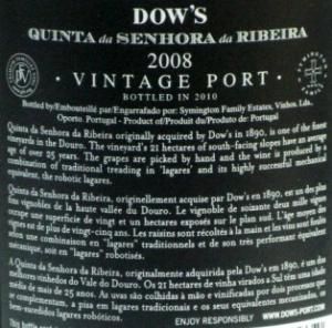 2008 Dow's Quinta Senhora da Ribeira Vintage Porto