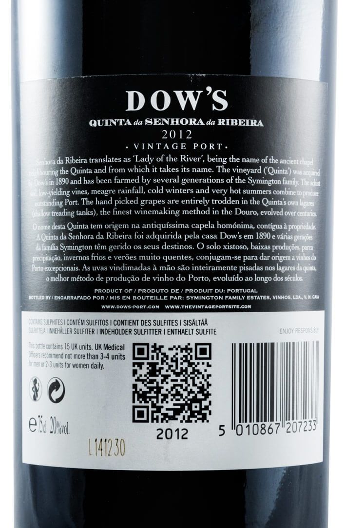2012 Dow's Quinta Senhora da Ribeira Vintage Porto