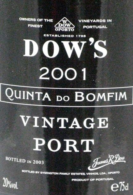 2001 Dow's Vintage Quinta do Bonfim porto
