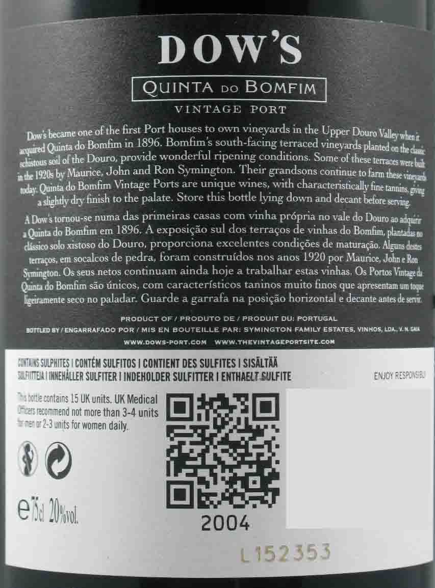 2004 Dow's Quinta do Bomfim Vintage Porto