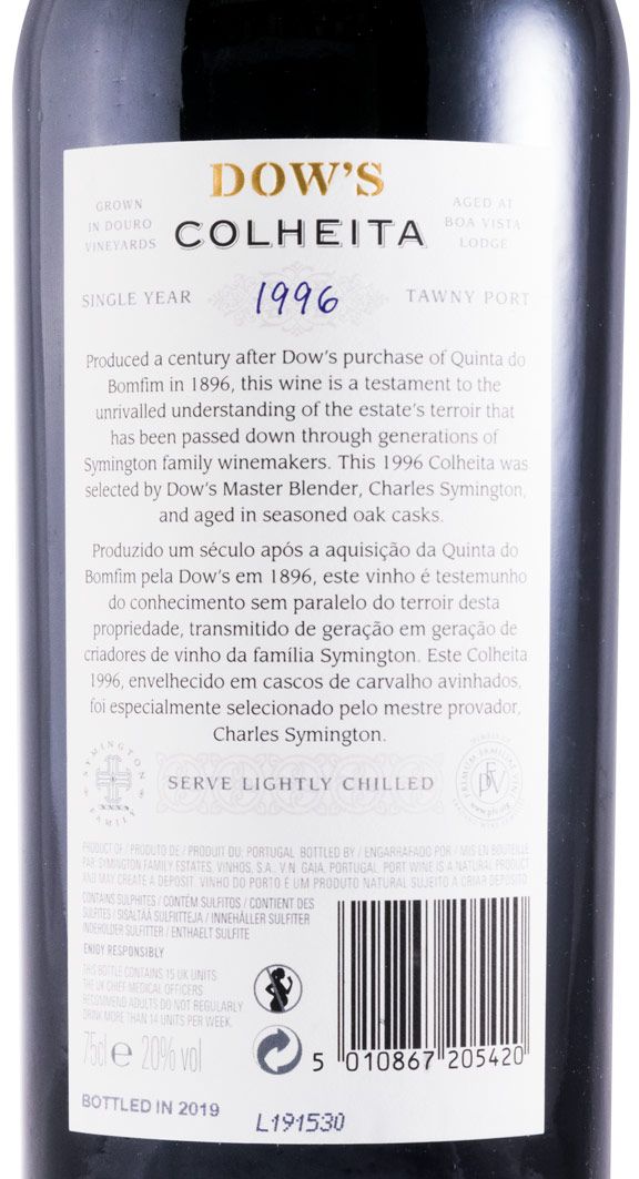 1996 Dow's Colheita Port