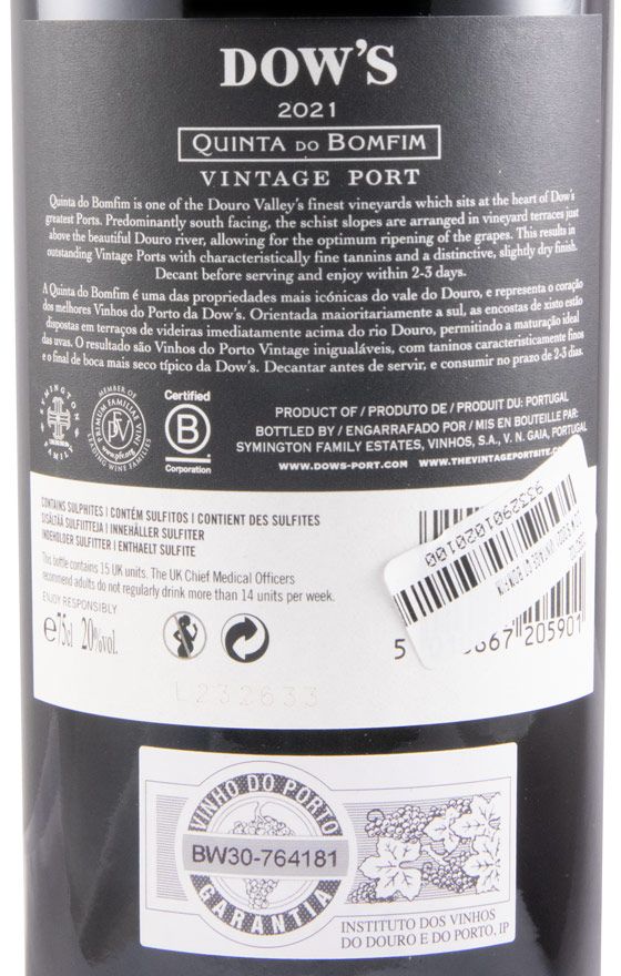 2021 Dow's Quinta do Bomfim Vintage Porto