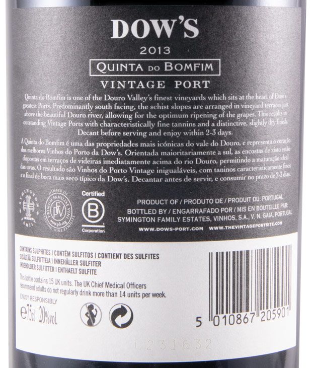 2013 Dow's Quinta do Bomfim Vintage Porto