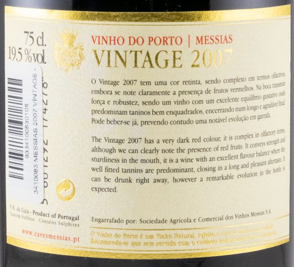 2007 Messias Vintage Porto (rótulo de papel)