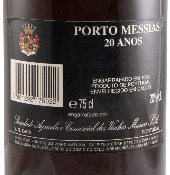 Messias 20 years Port (pyrographed bottle and bottled in 1996)