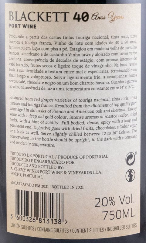 Blackett Tawny 40 anos Porto