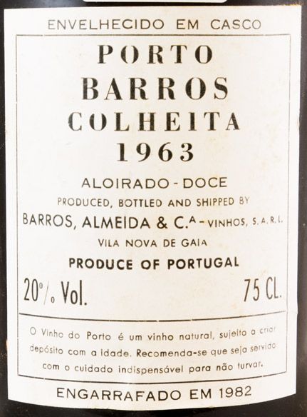 1963 Barros Colheita Porto (rótulo danificado)
