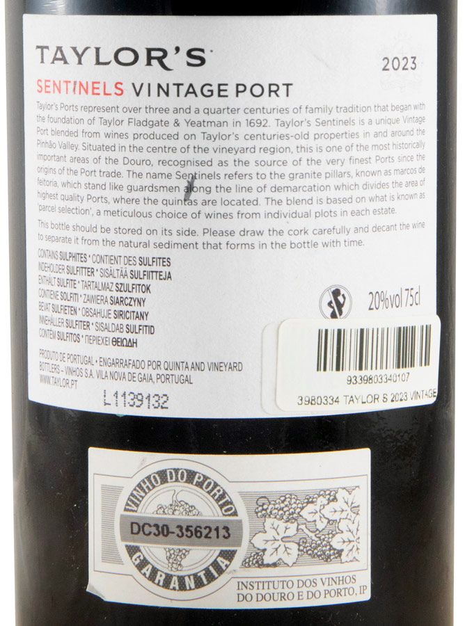 2023 Taylor's Vintage Sentinels Porto (rótulo danificado)