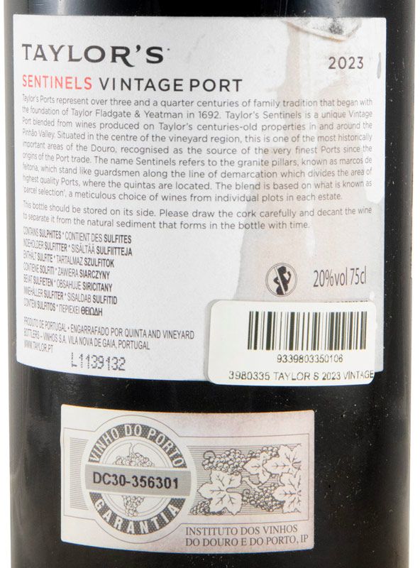 2023 Taylor's Vintage Sentinels Porto (rótulo danificado)