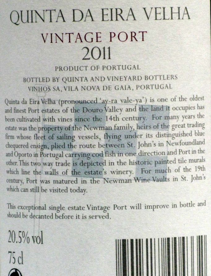 2011 Quinta da Eira Velha Vintage Port