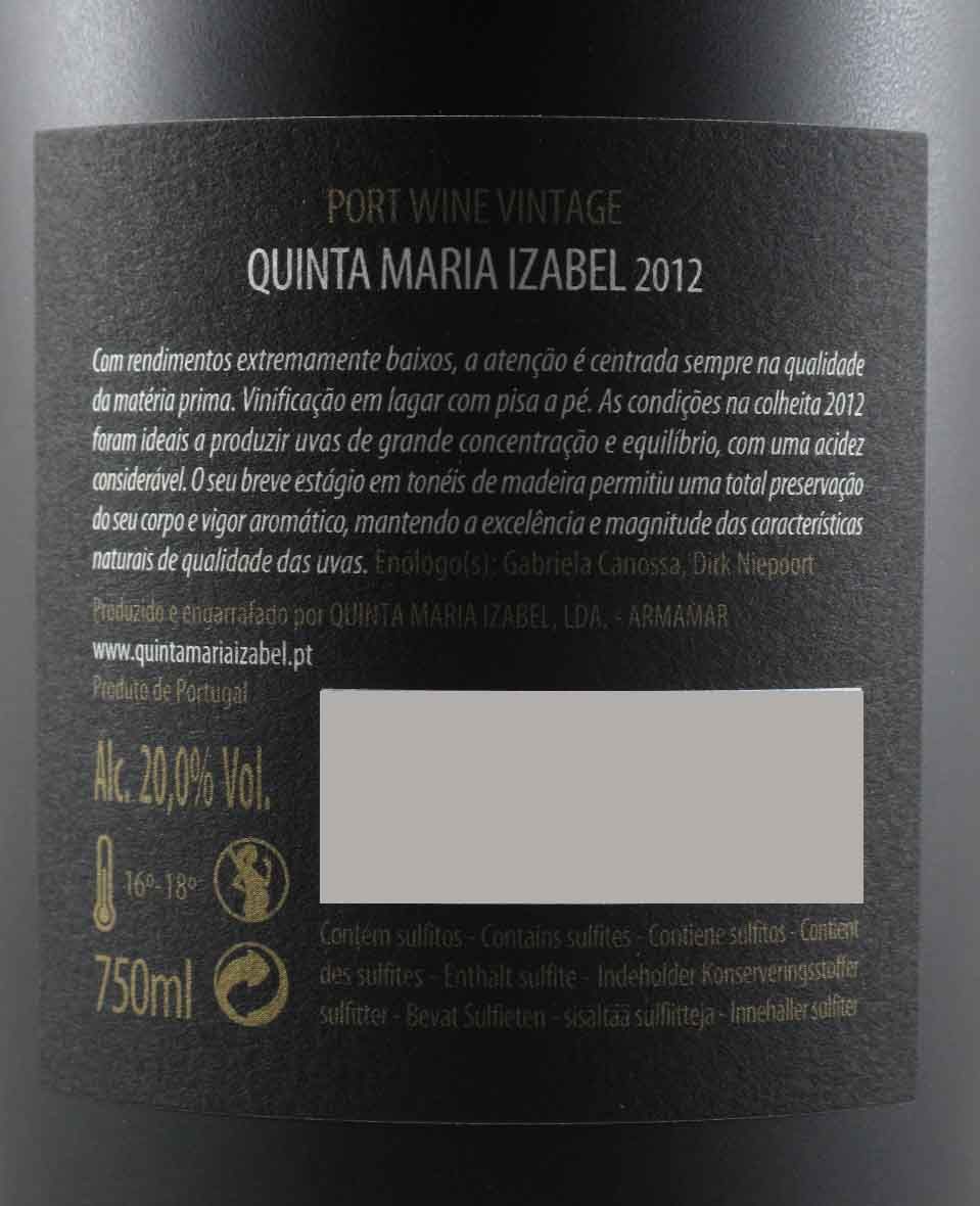2012 Quinta Maria Izabel Vintage Porto
