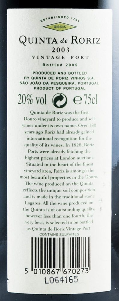 2003 Quinta de Roriz Vintage Porto