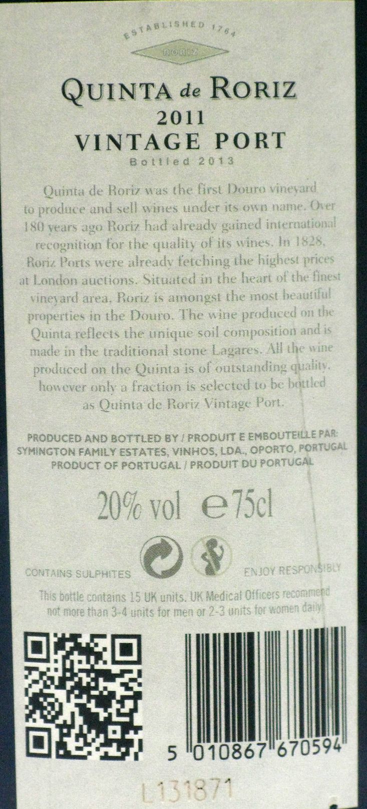 2011 Quinta de Roriz Vintage Port