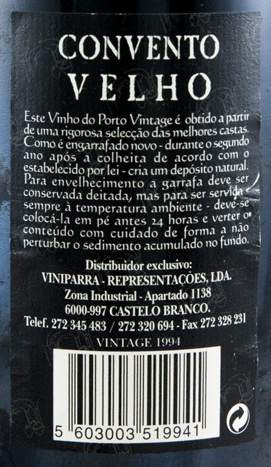 1994 Convento Velho Vintage Porto