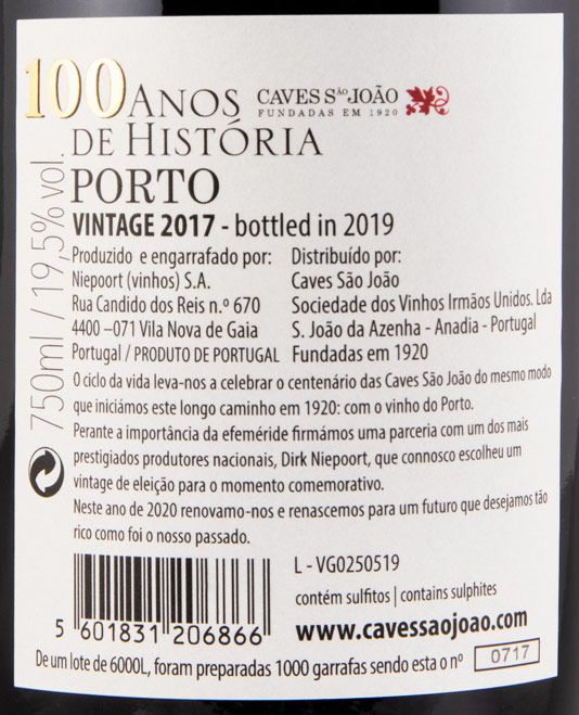 2017 Caves São João 100 Anos de História Vintage Porto