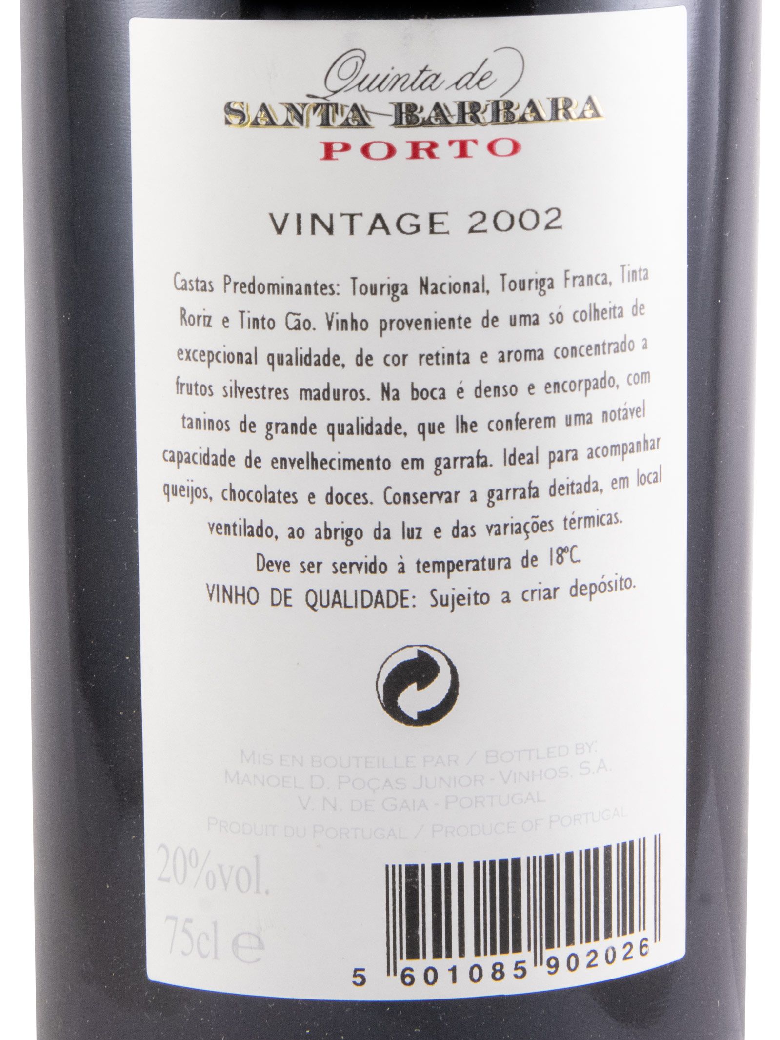 2002 Poças Junior Quinta de Santa Bárbara Vintage Porto