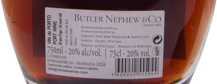 Butler Nephew 20 years Port (bottled in 2018)