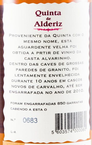 Aguardente Vínica Quinta de Alderiz Alvarinho Velha 50cl