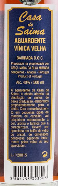 Aguardente Vínica Casa de Saima Envelhecida