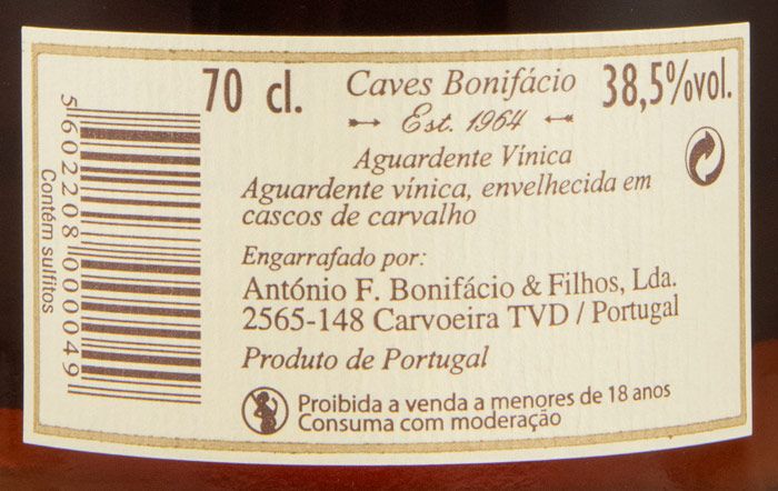 Aguardente Vínica Caves Bonifácio Velha
