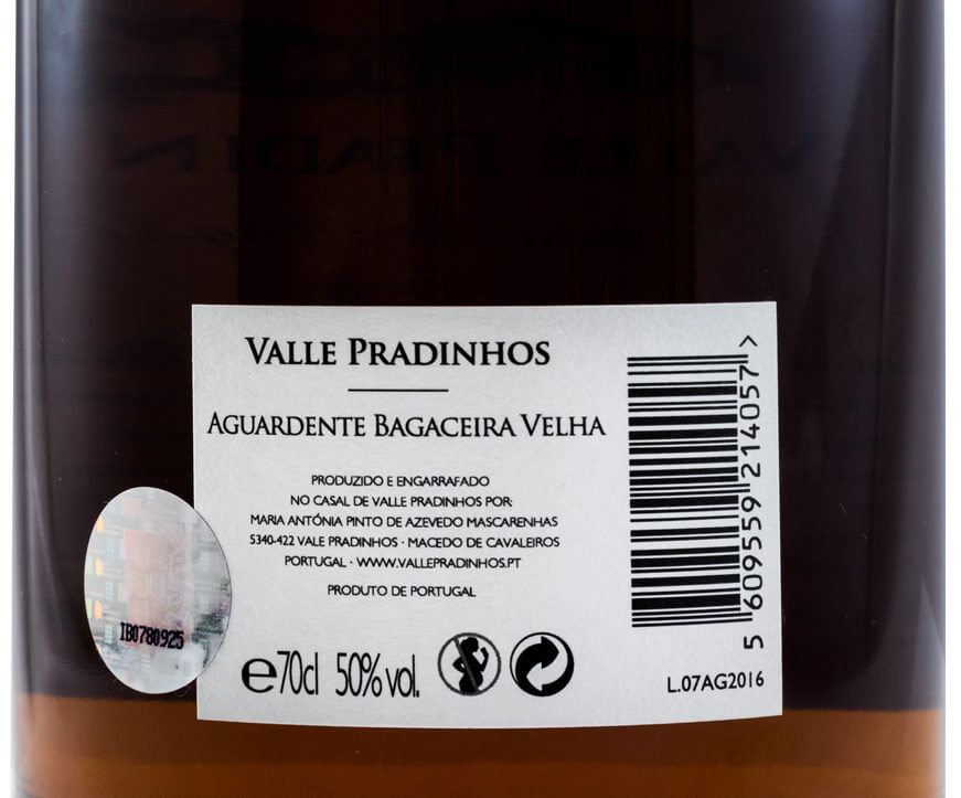 Aguardente Bagaceira Valle Pradinhos Velha
