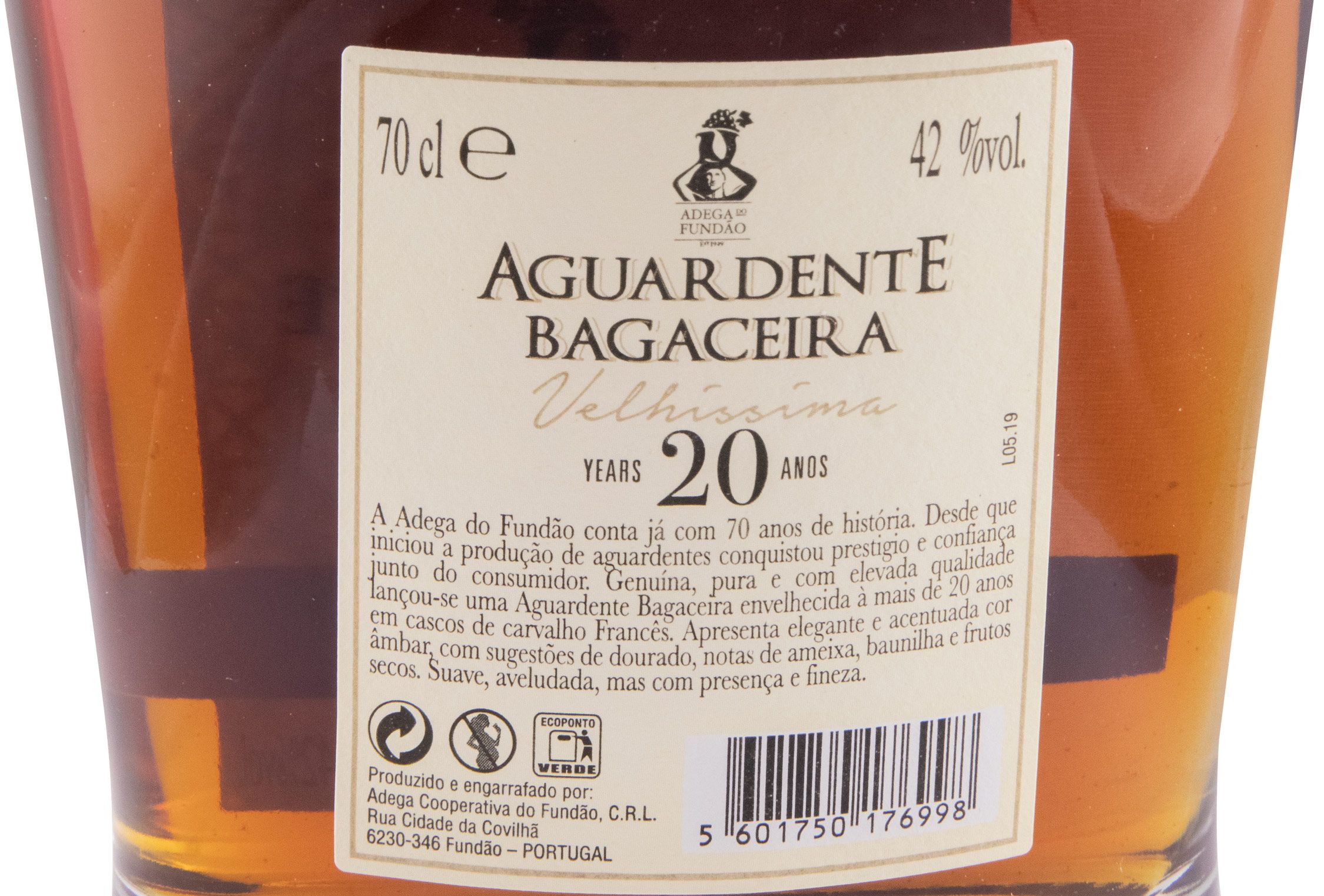 Aguardente Bagaceira Adega do Fundão Velhíssima 20 anos