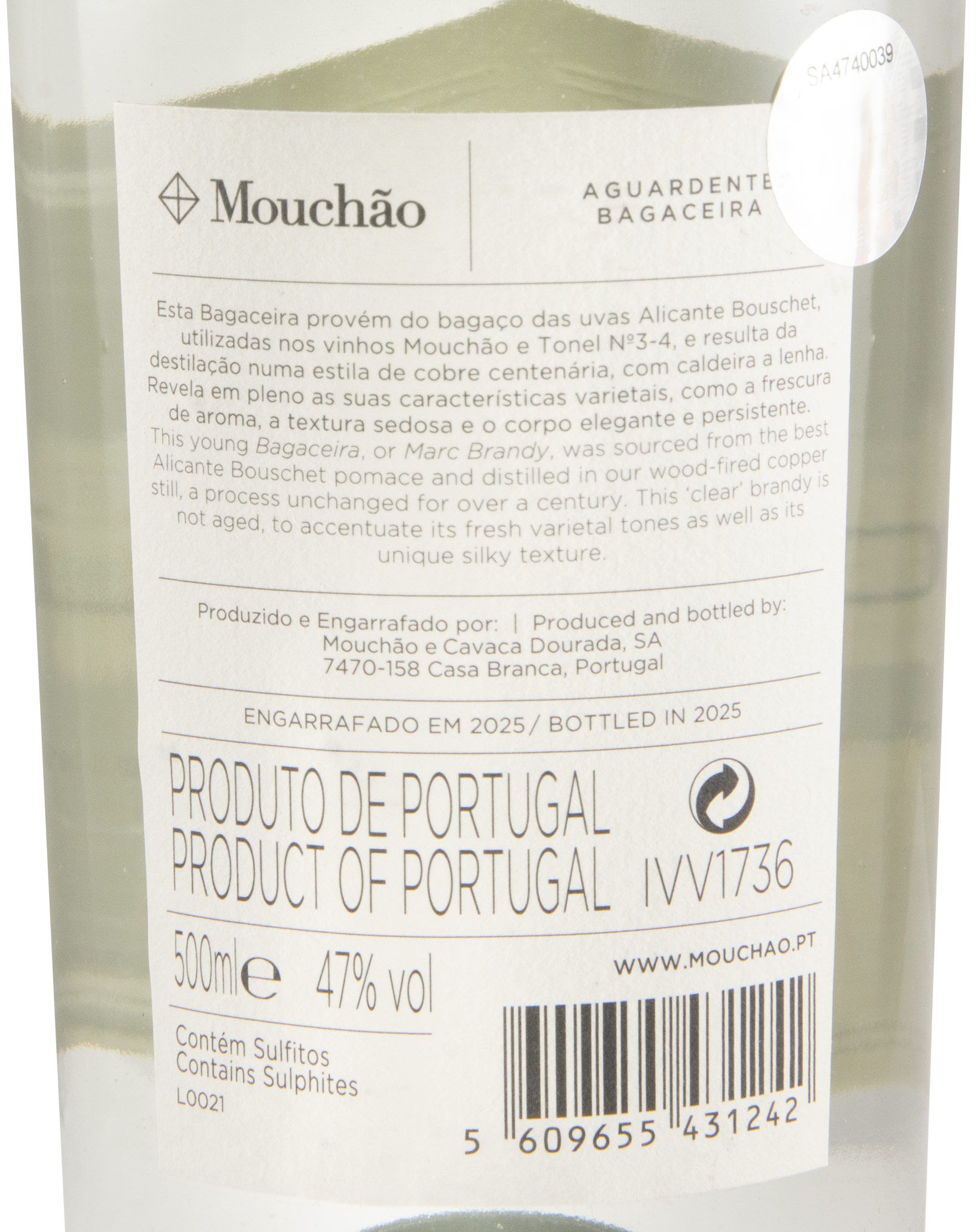Aguardente Bagaceira Mouchão Alicante Bouschet 50cl