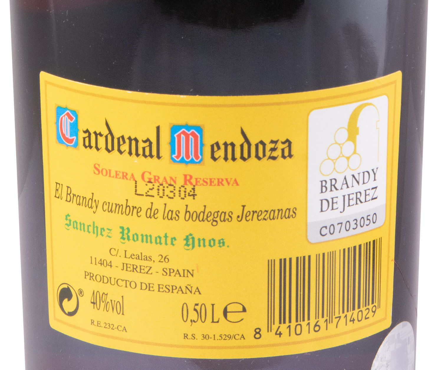 Brandy Cardenal Mendoza Solera Gran Reserva 50cl