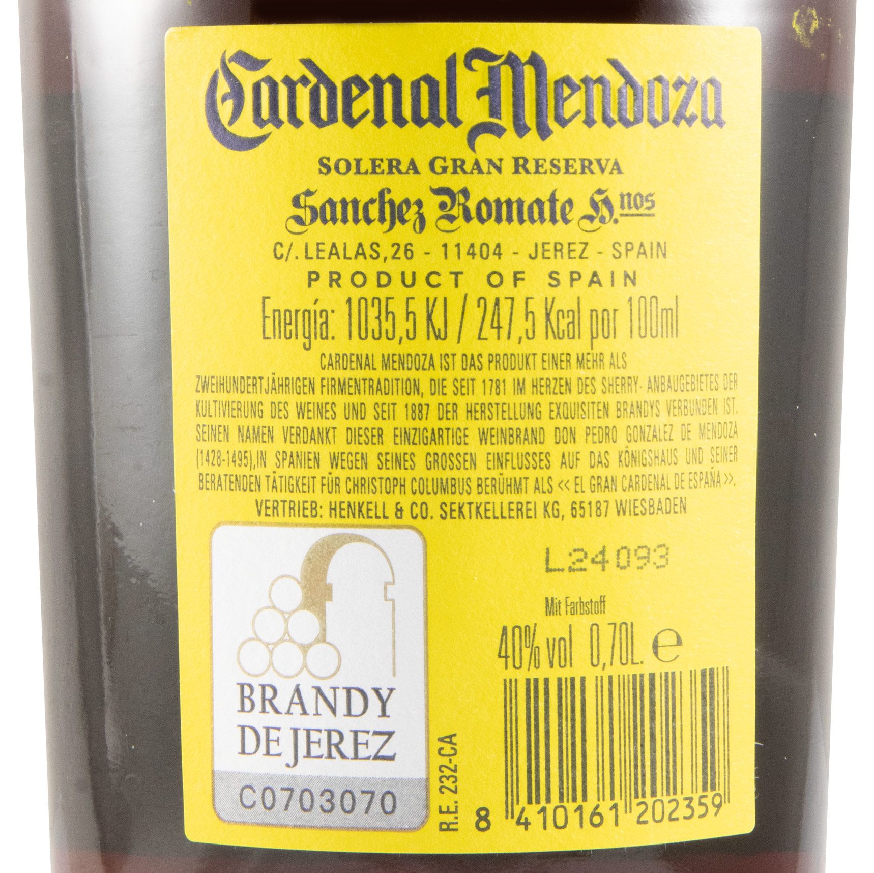 Brandy Cardenal Mendonza Solera Grande Reserva